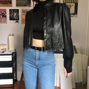 Black Zara faux leather top